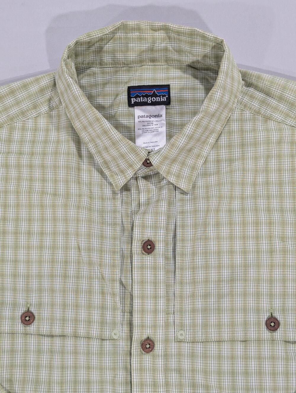 Patagonia Shirt Mens XL Green Check Long Sleeve Button Up Hiking Outdoor